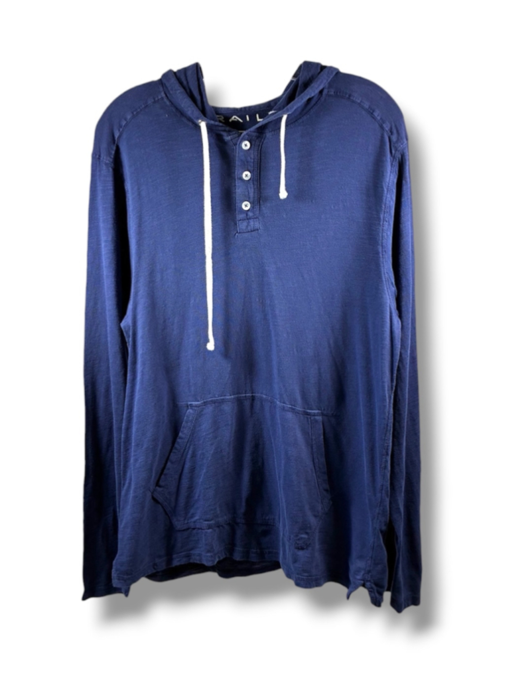 Rails Long Sleeve Henley Hoodie in Blue Size M